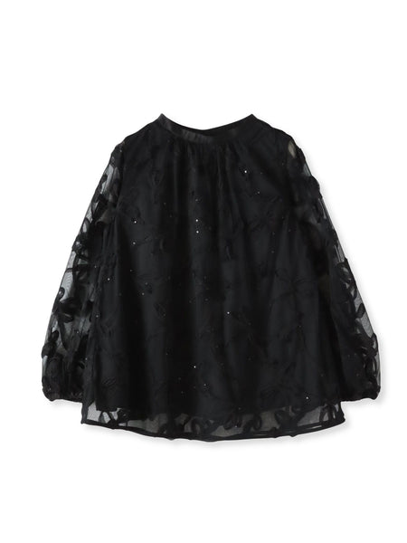スパンコールテープチュールブラウス