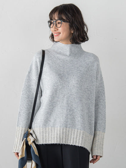 【WEB限定】”ふんわり配色の”もっちりハイネックニット