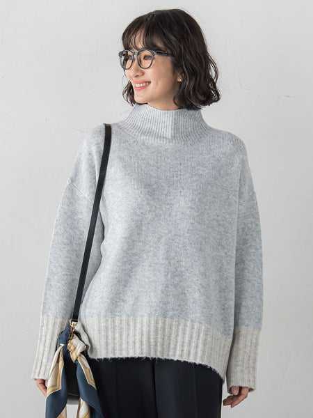 【WEB限定】”ふんわり配色の”もっちりハイネックニット