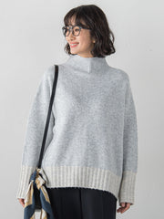 【WEB限定】”ふんわり配色の”もっちりハイネックニット