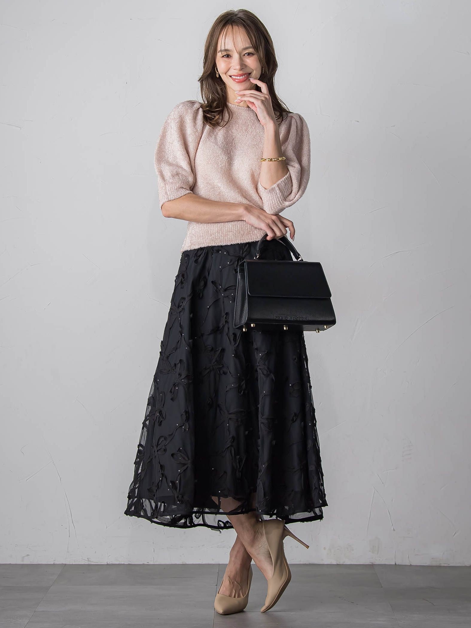 スパンコールテープチュールスカート