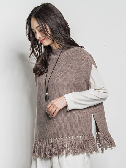 カシミヤシルクフリンジベスト