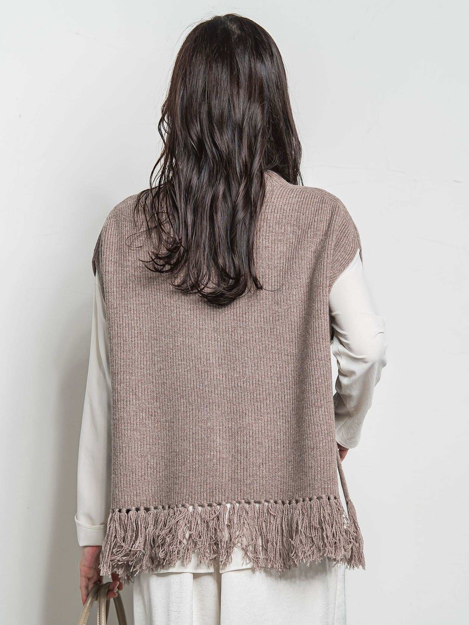カシミヤシルクフリンジベスト
