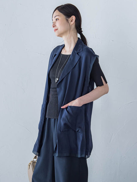 【WEB限定】フィブリルタフタロングジレ ≪手洗い可能≫