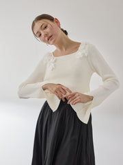 3Dフラワーボートネックニット≪手洗い可能≫