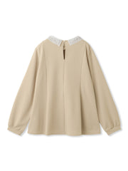 カットジョーゼットレースカラーフレアプルオーバー