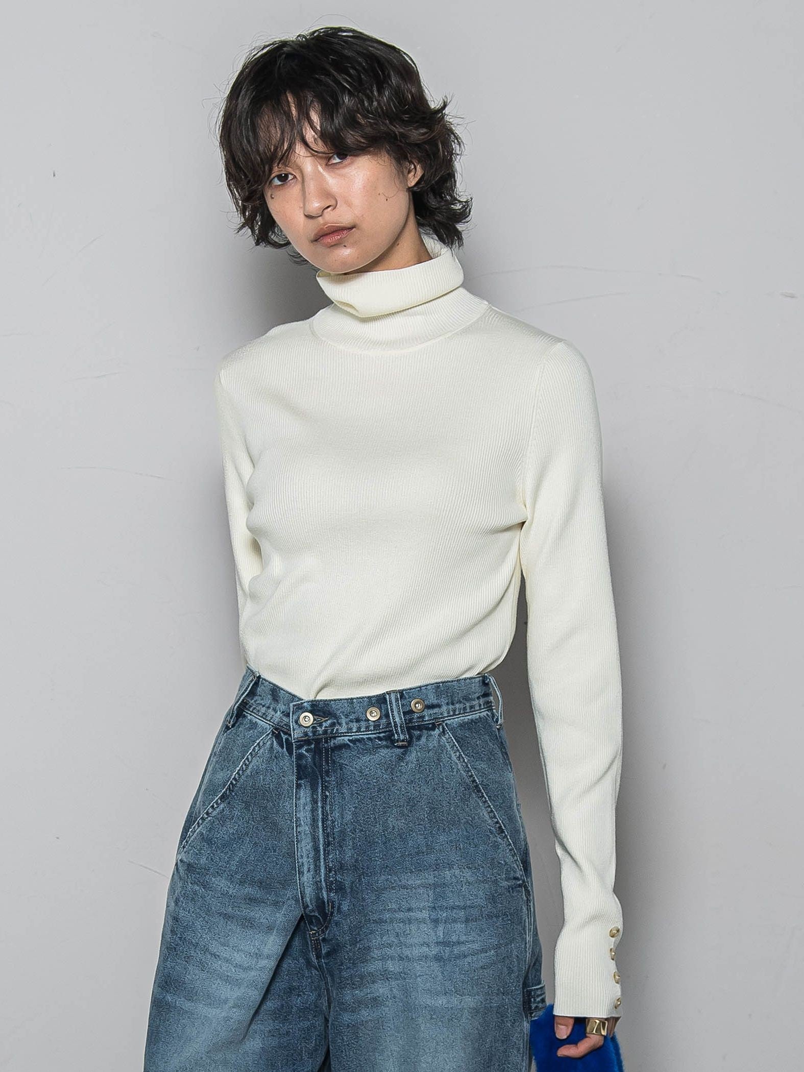 リブタートルニットプルオーバー≪手洗い可能≫