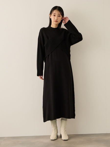 カシュクールニットアンサンブルワンピース≪手洗い可能≫