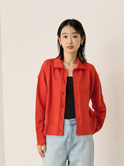 スポンディッシュポロニットトップス≪手洗い可能≫