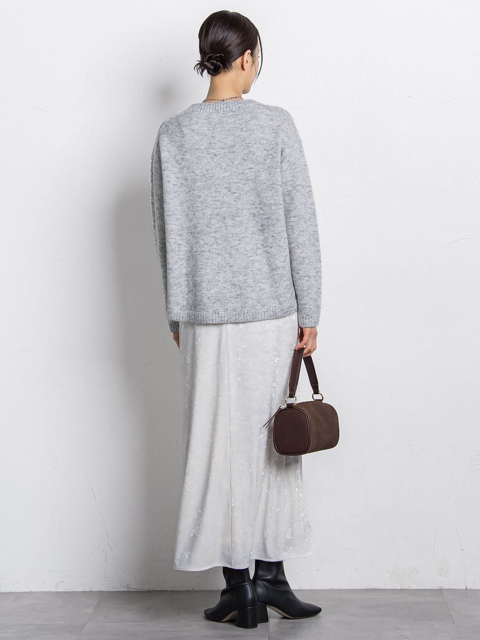 スパンコールクルーネックニット≪洗える≫