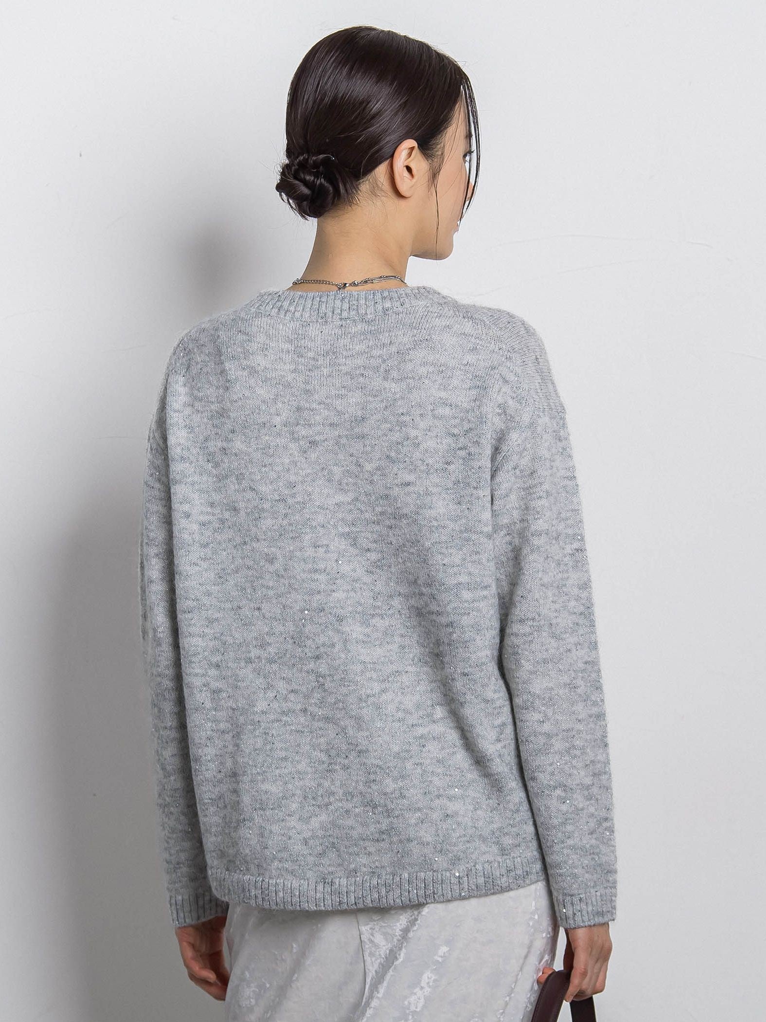 スパンコールクルーネックニット≪洗える≫