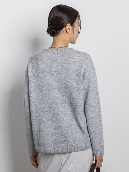 スパンコールクルーネックニット≪洗える≫