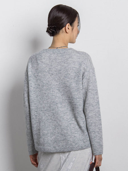 スパンコールクルーネックニット≪洗える≫