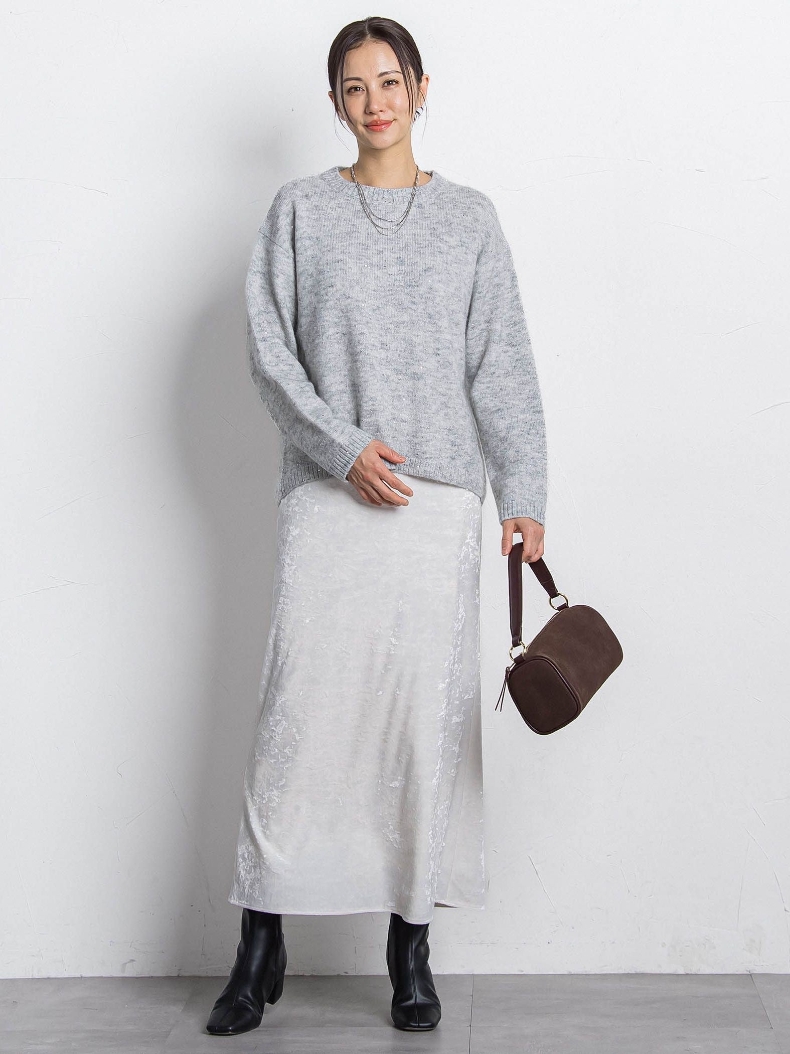 スパンコールクルーネックニット≪洗える≫