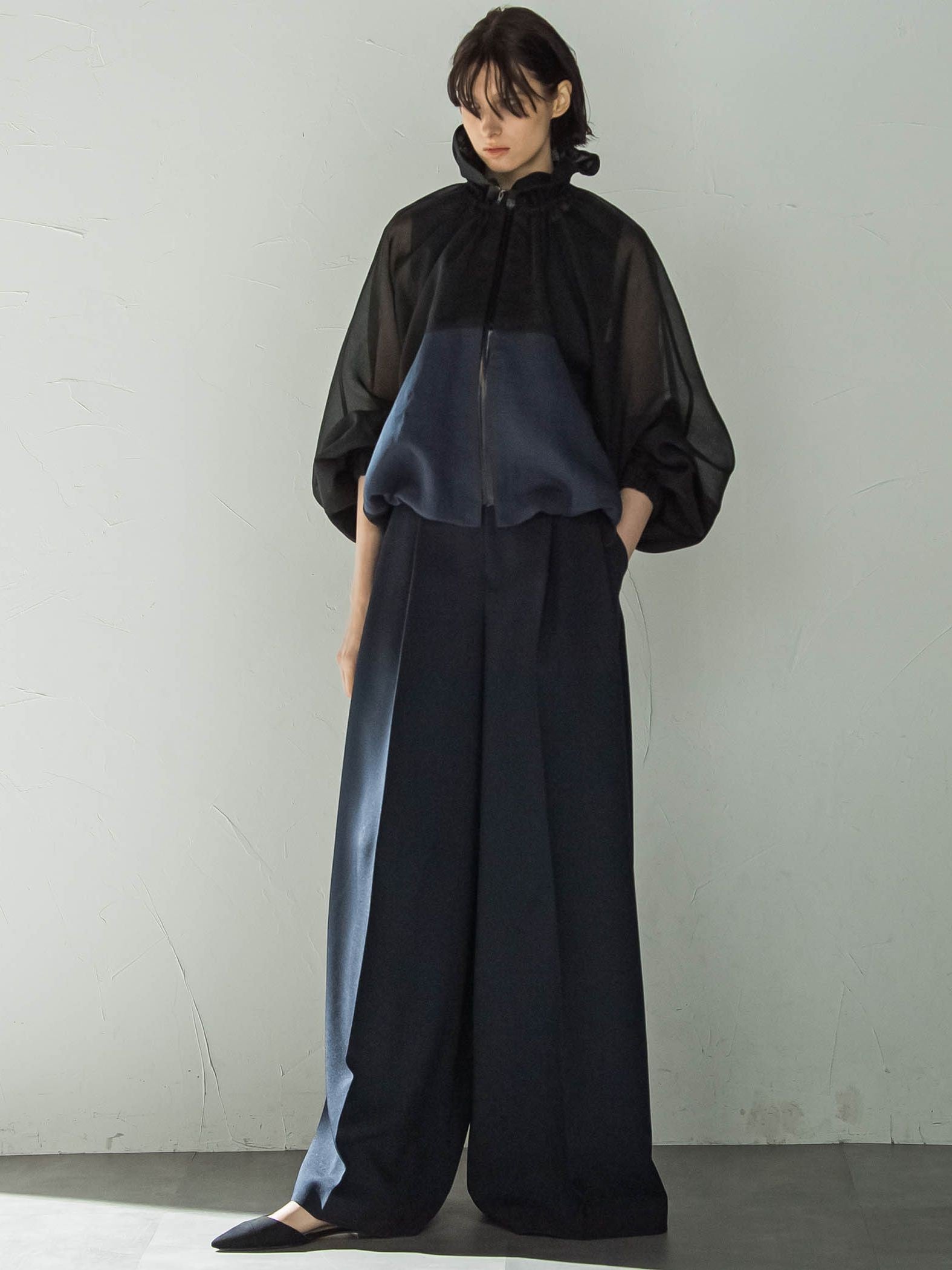 ポリエステルダブルクロスツイルスーパーワイドパンツ