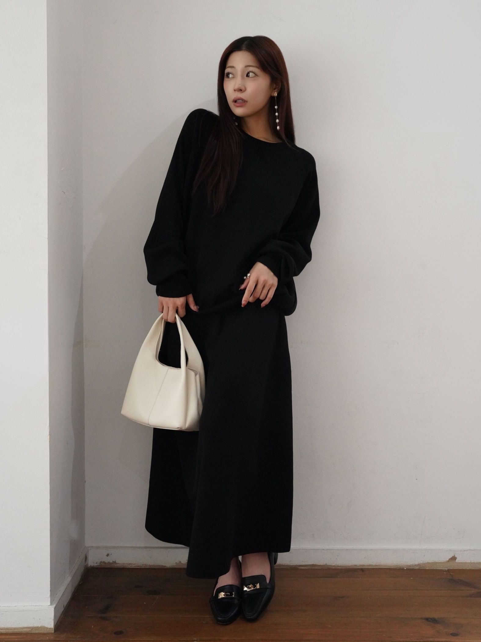 ［SET］Crew Neck×A-Line Knit Setup≪手洗い可能≫