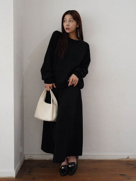 ［SET］Crew Neck×A-Line Knit Setup≪手洗い可能≫