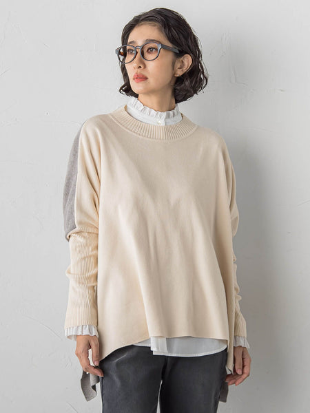 【WEB限定】”前後で印象が変わる”ドルマンバイカラーニット