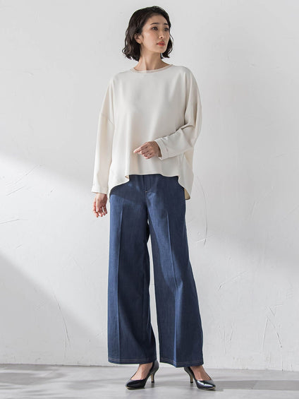 セルロースデニムワイドパンツ
