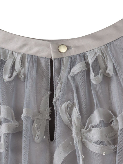 スパンコールテープチュールブラウス