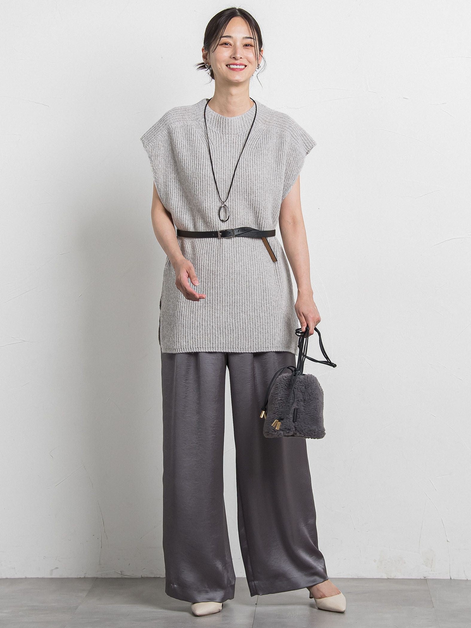 カリーヌサテンパンツ≪洗える≫