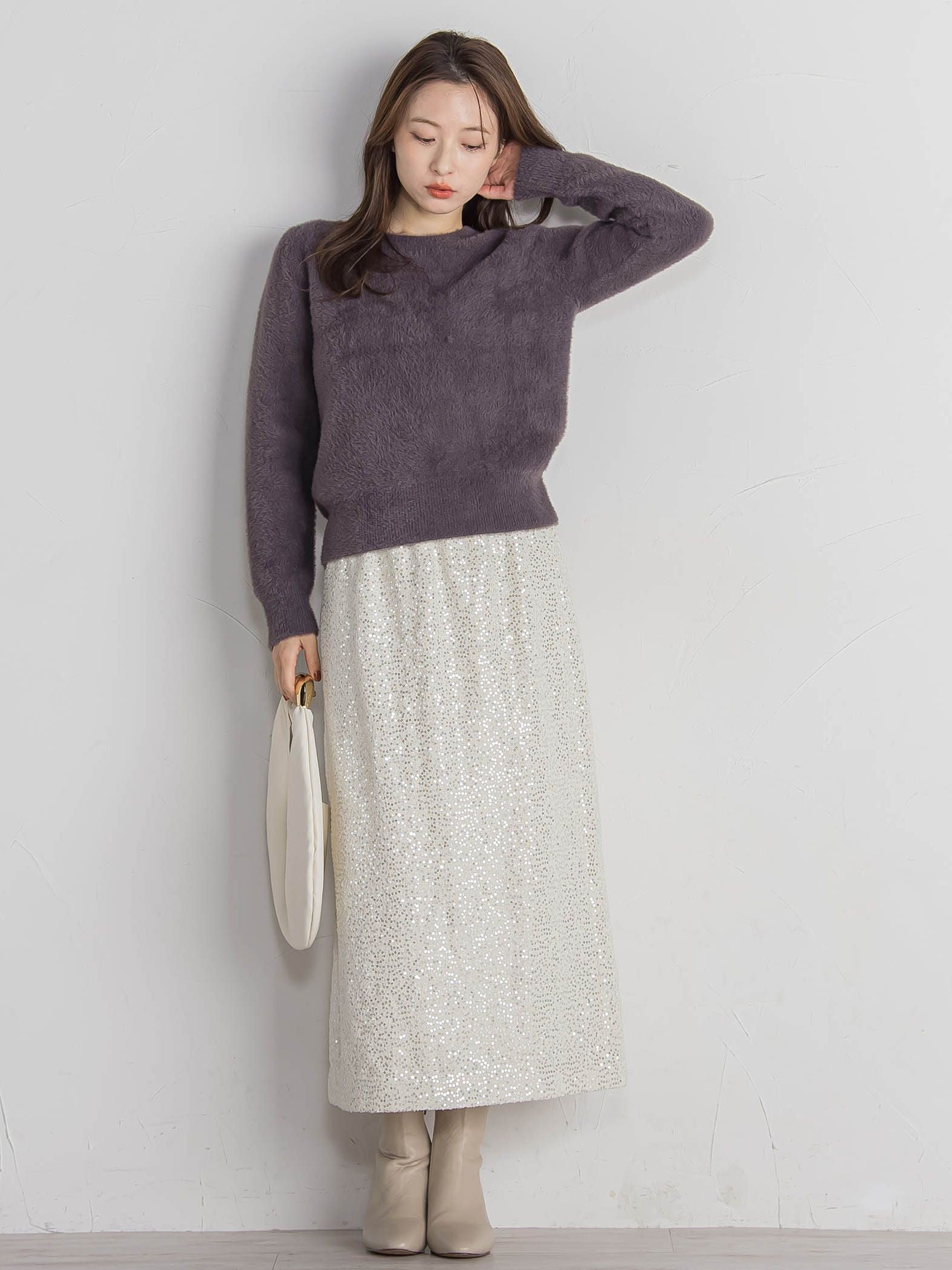 スパンコールIラインスカート≪手洗い可能≫