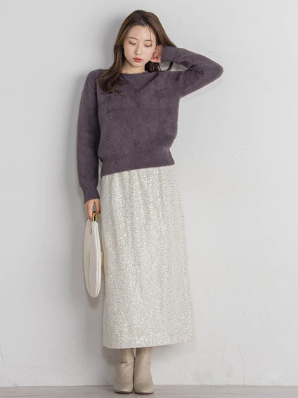 スパンコールIラインスカート≪手洗い可能≫