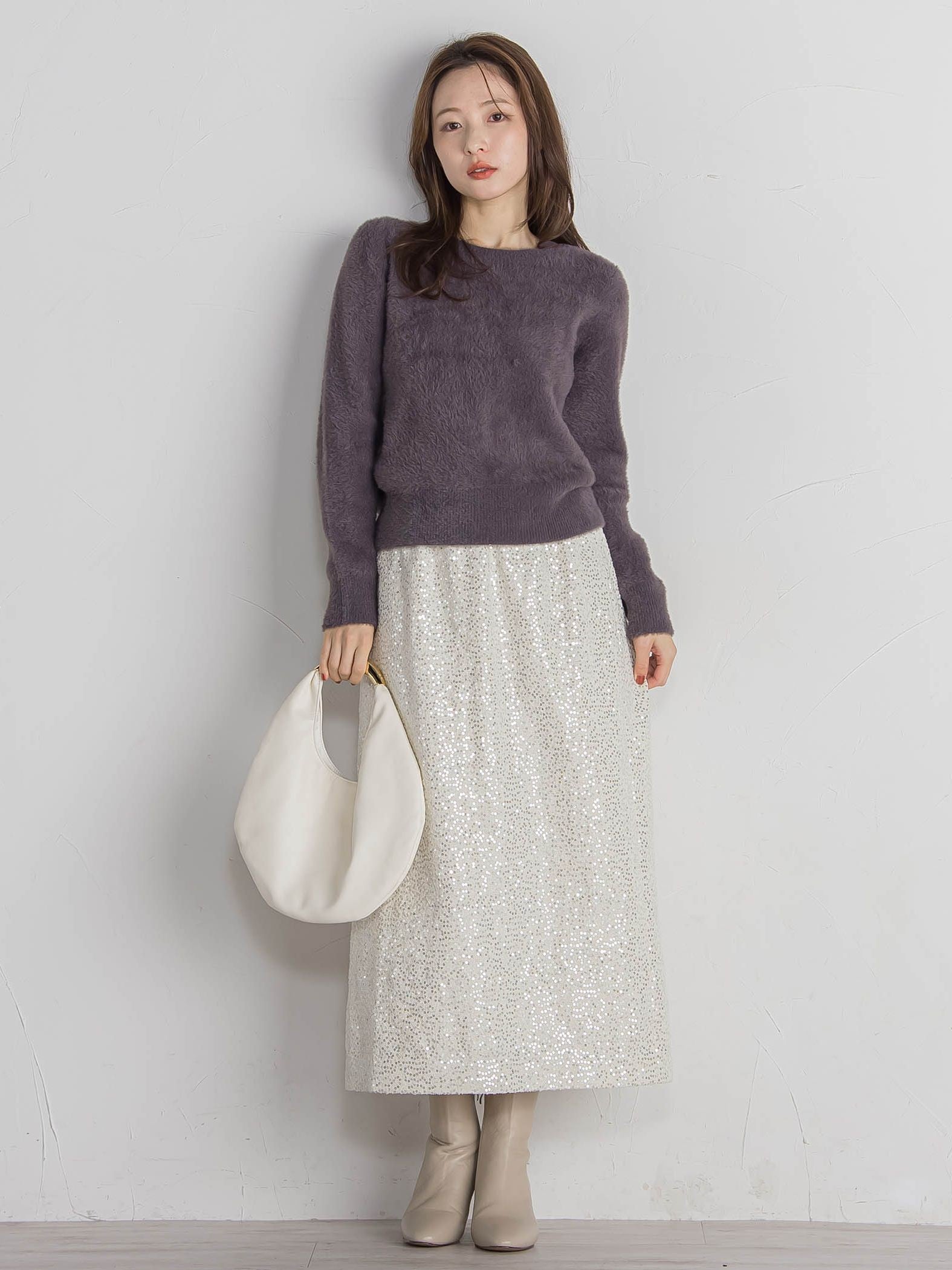 スパンコールIラインスカート≪手洗い可能≫