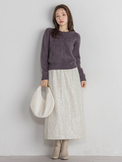 スパンコールIラインスカート≪手洗い可能≫