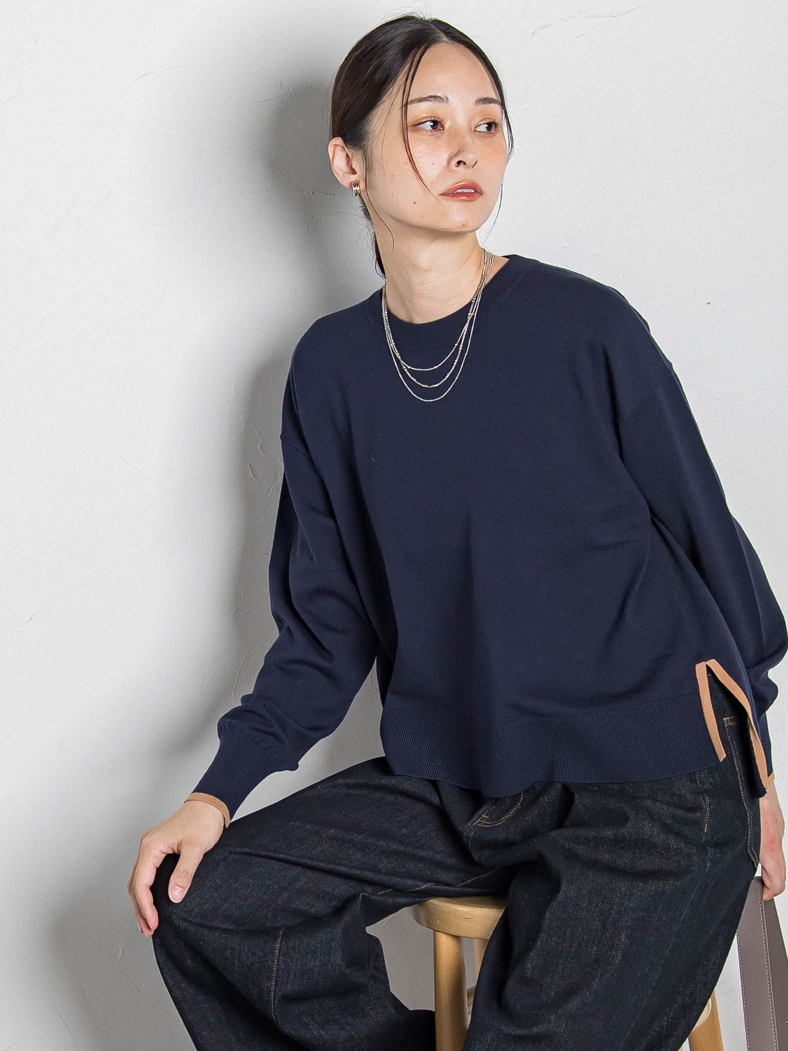 【WEB限定】カラー配色ニット≪洗える≫