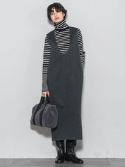 【ノンアイロン】-3kg見えIラインワンピース≪手洗い可能≫