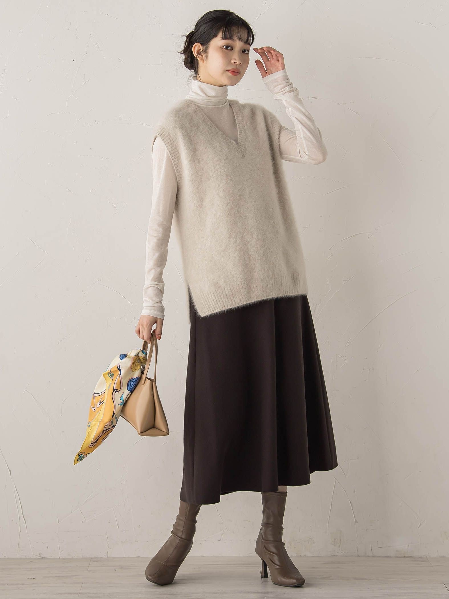 【WEB限定】ライトジャージメルトンスカート≪手洗い可能≫