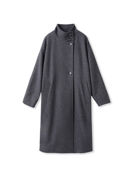 ライトジャージメルトンスタンドカラーロングコート