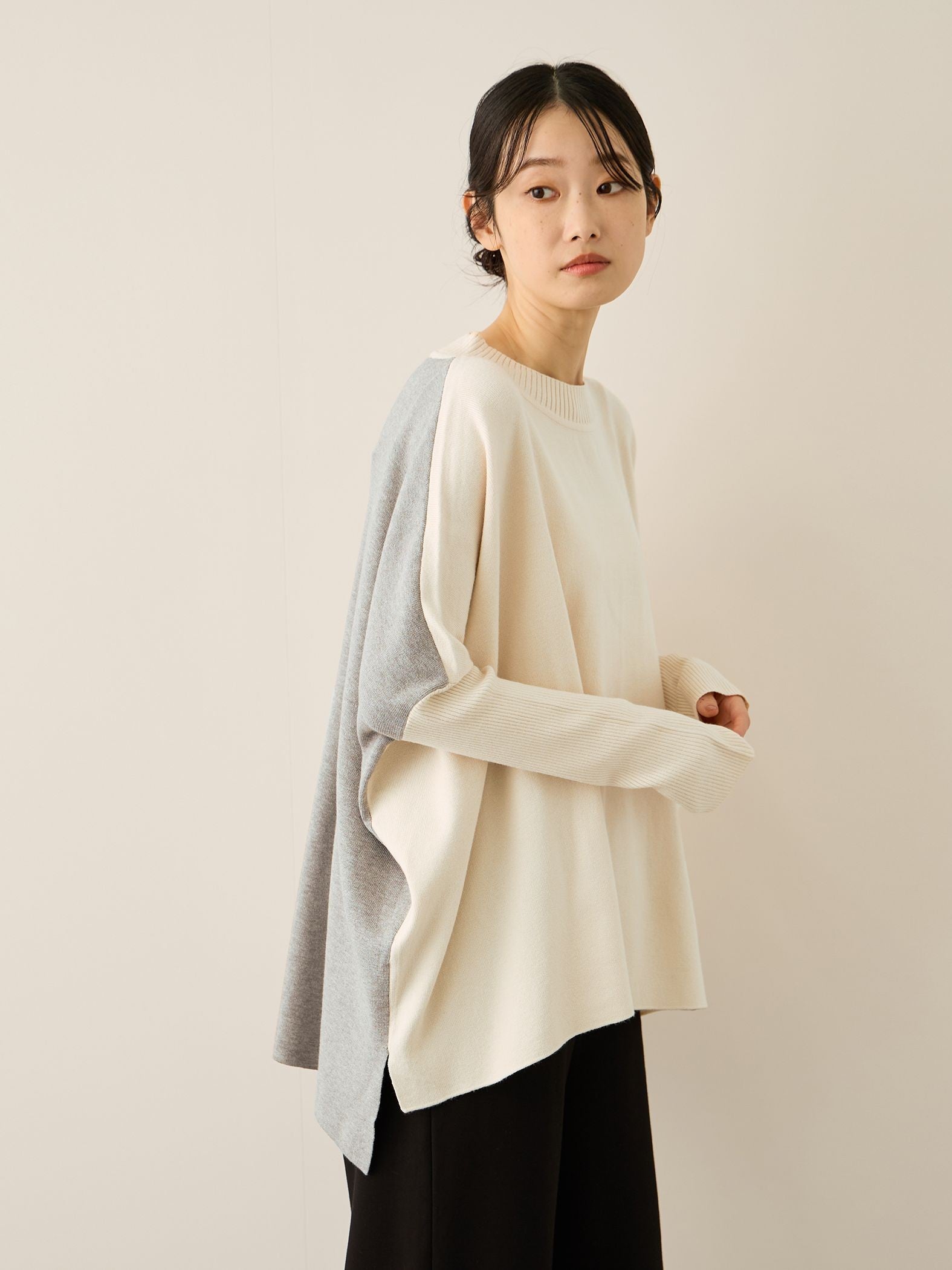 バイカラードルマンニットプルオーバー≪手洗い可能≫