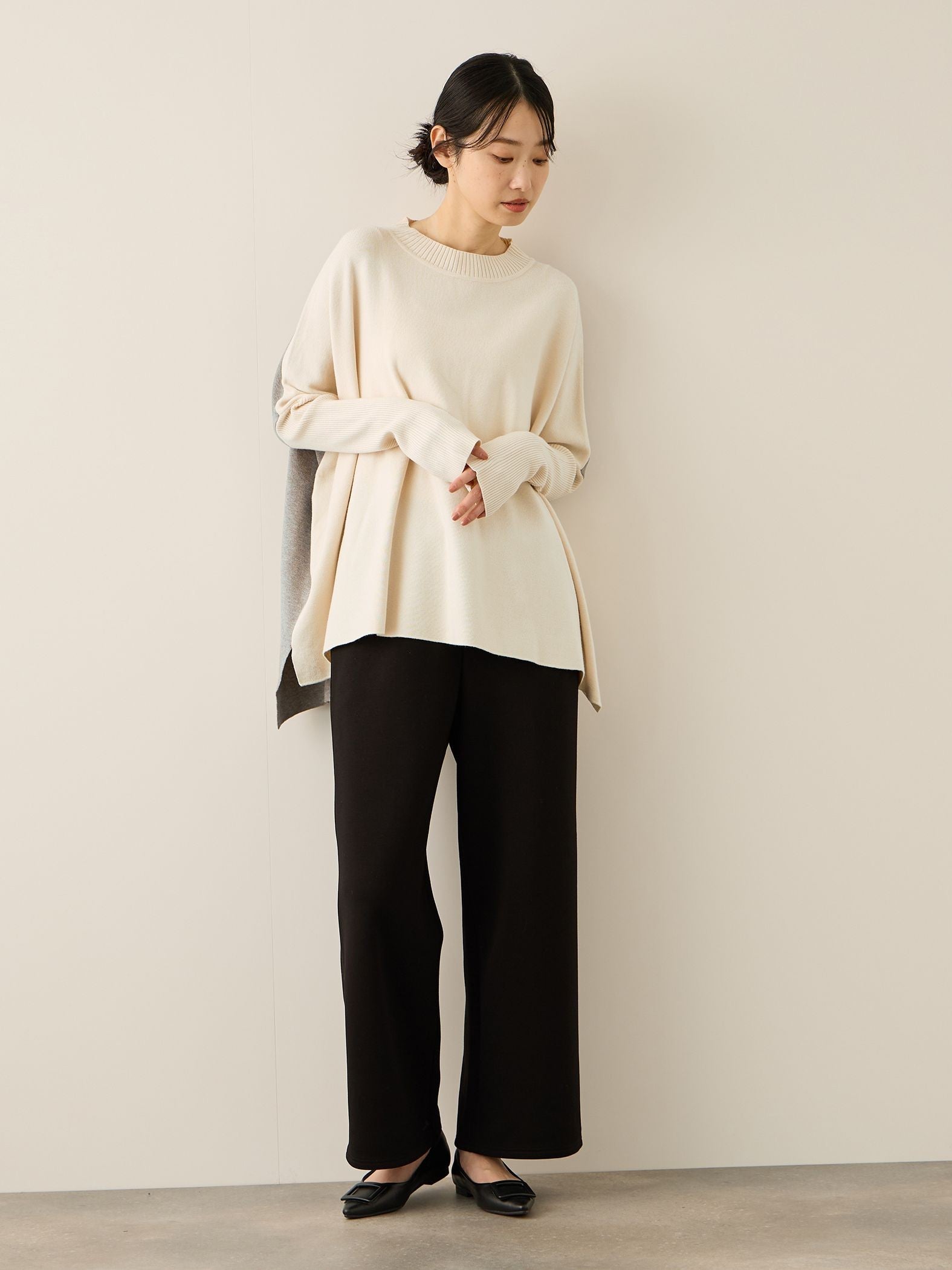 バイカラードルマンニットプルオーバー≪手洗い可能≫