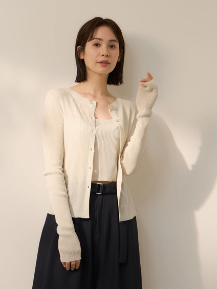 リネンフィールカーディガンキャミセット