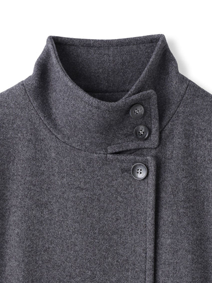 ライトジャージメルトンスタンドカラーロングコート