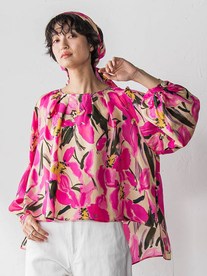 IPEKERフラワープリントフレアブラウス