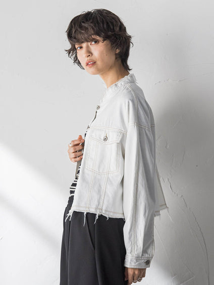 デニムショートジャケット≪洗濯機で洗える≫