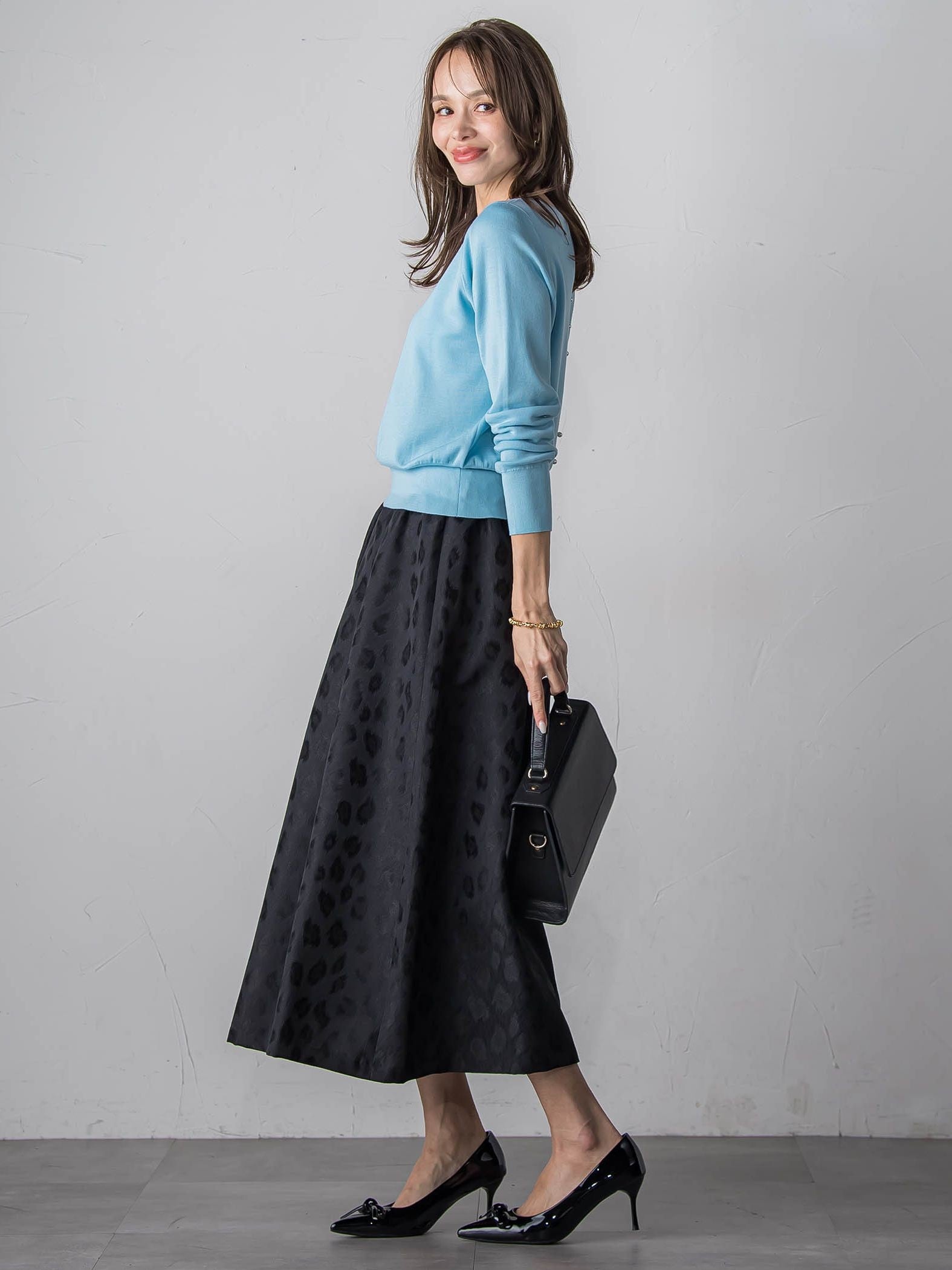 【WEB限定】レオパードジャガードスカート