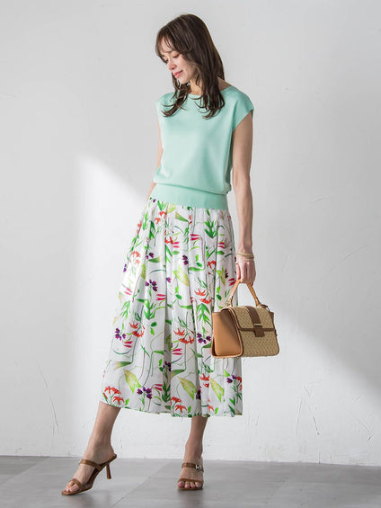 【KEITA KAWASAKI × Viaggio Bluコラボ】リリープリントスカート