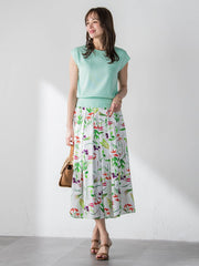 【KEITA KAWASAKI × Viaggio Bluコラボ】リリープリントスカート