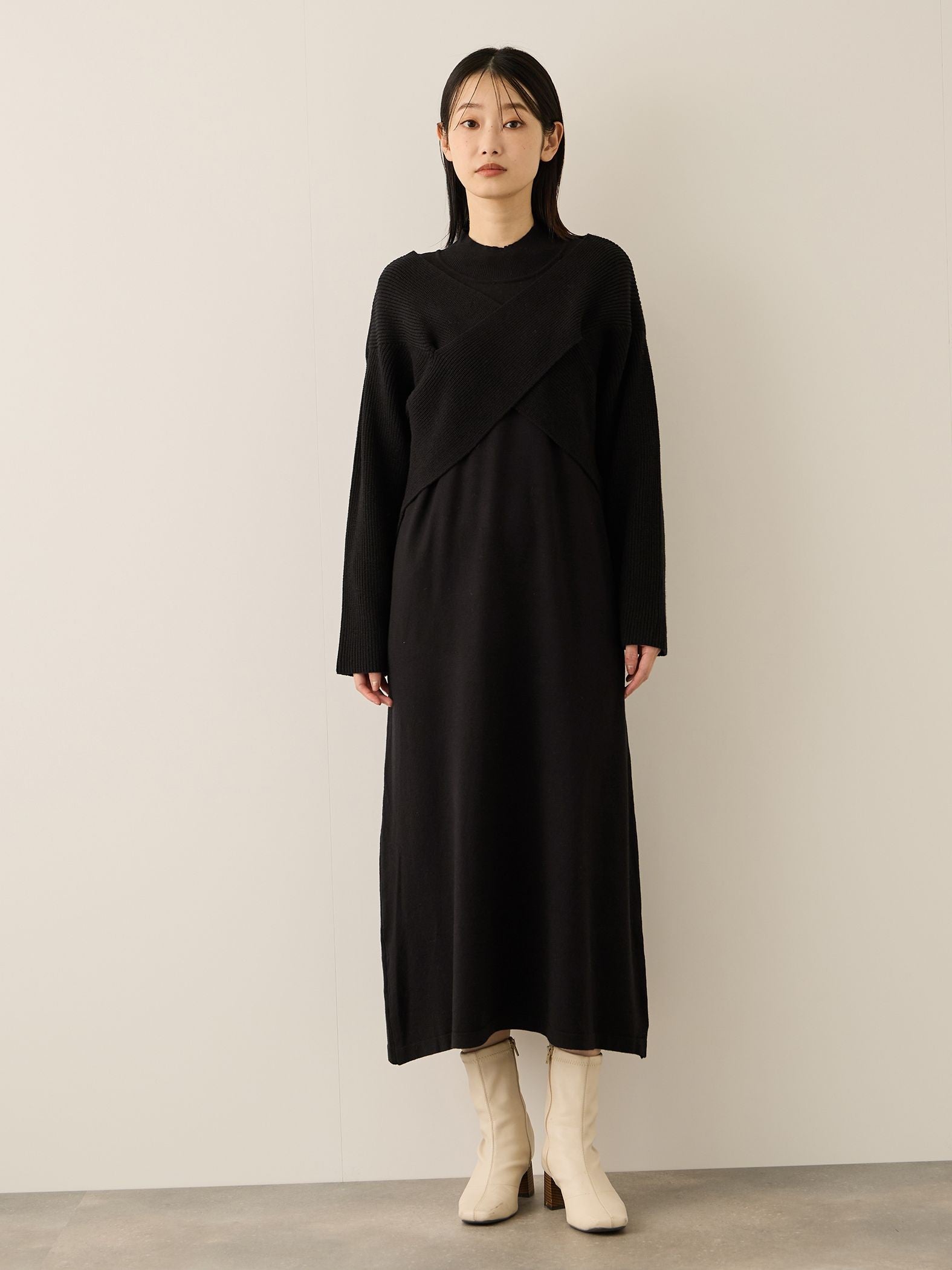 カシュクールニットアンサンブルワンピース≪手洗い可能≫