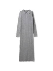 ポロカラーリブニットワンピース≪手洗い可能≫