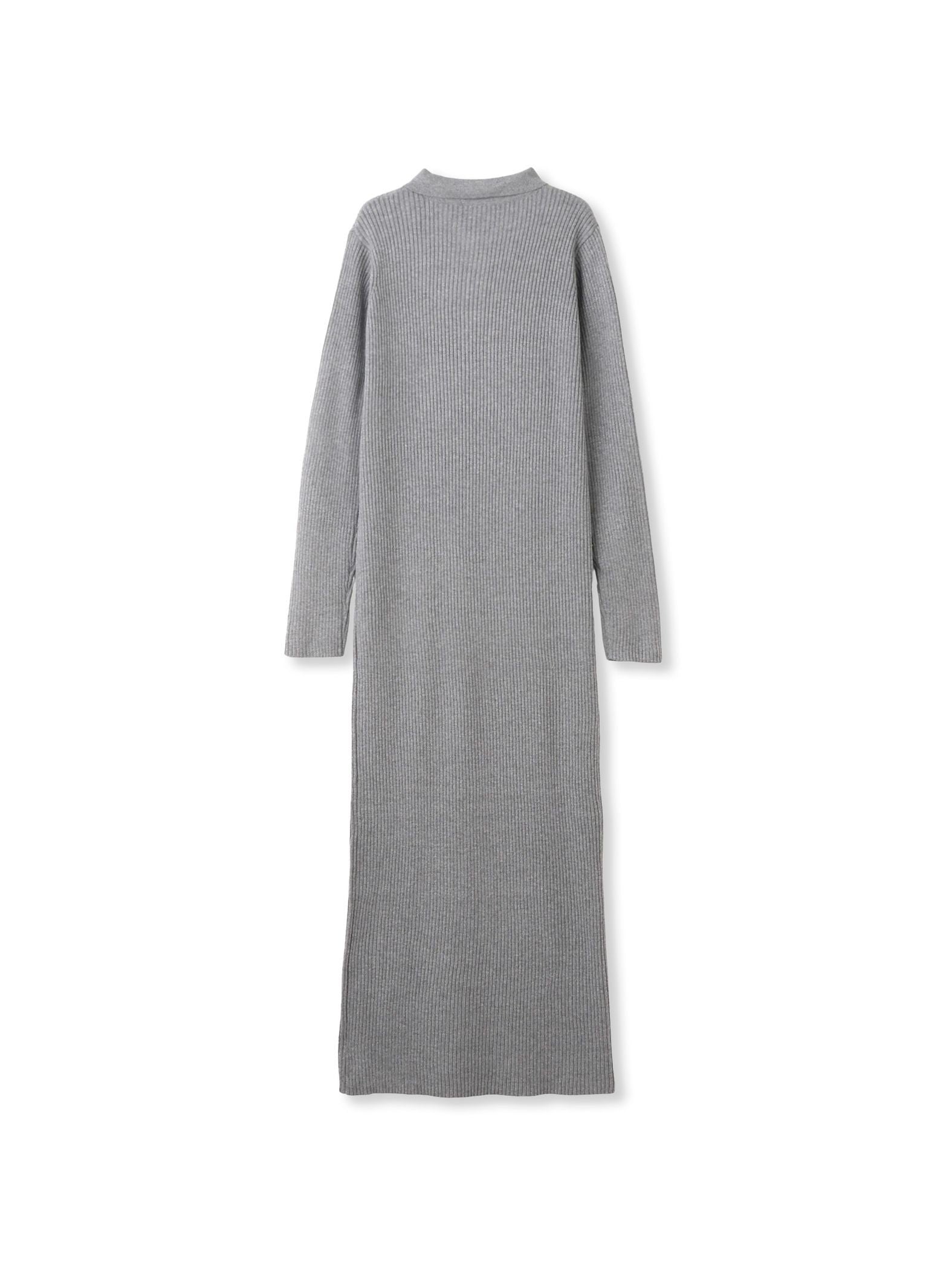 ポロカラーリブニットワンピース≪手洗い可能≫