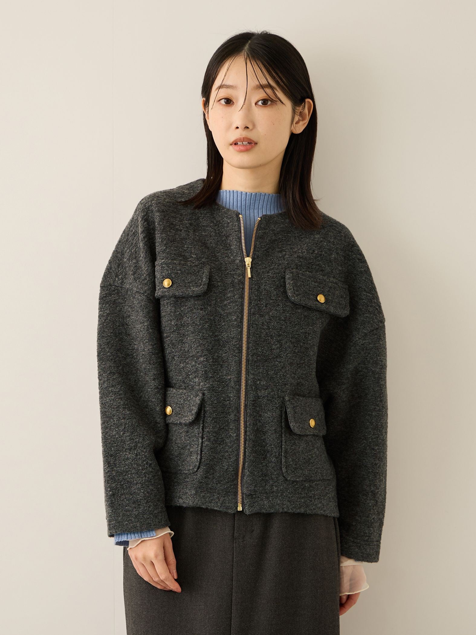 イタリアンエアリー4ポケットZIPブルゾン≪手洗い可能≫