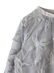 スパンコールテープチュールブラウス