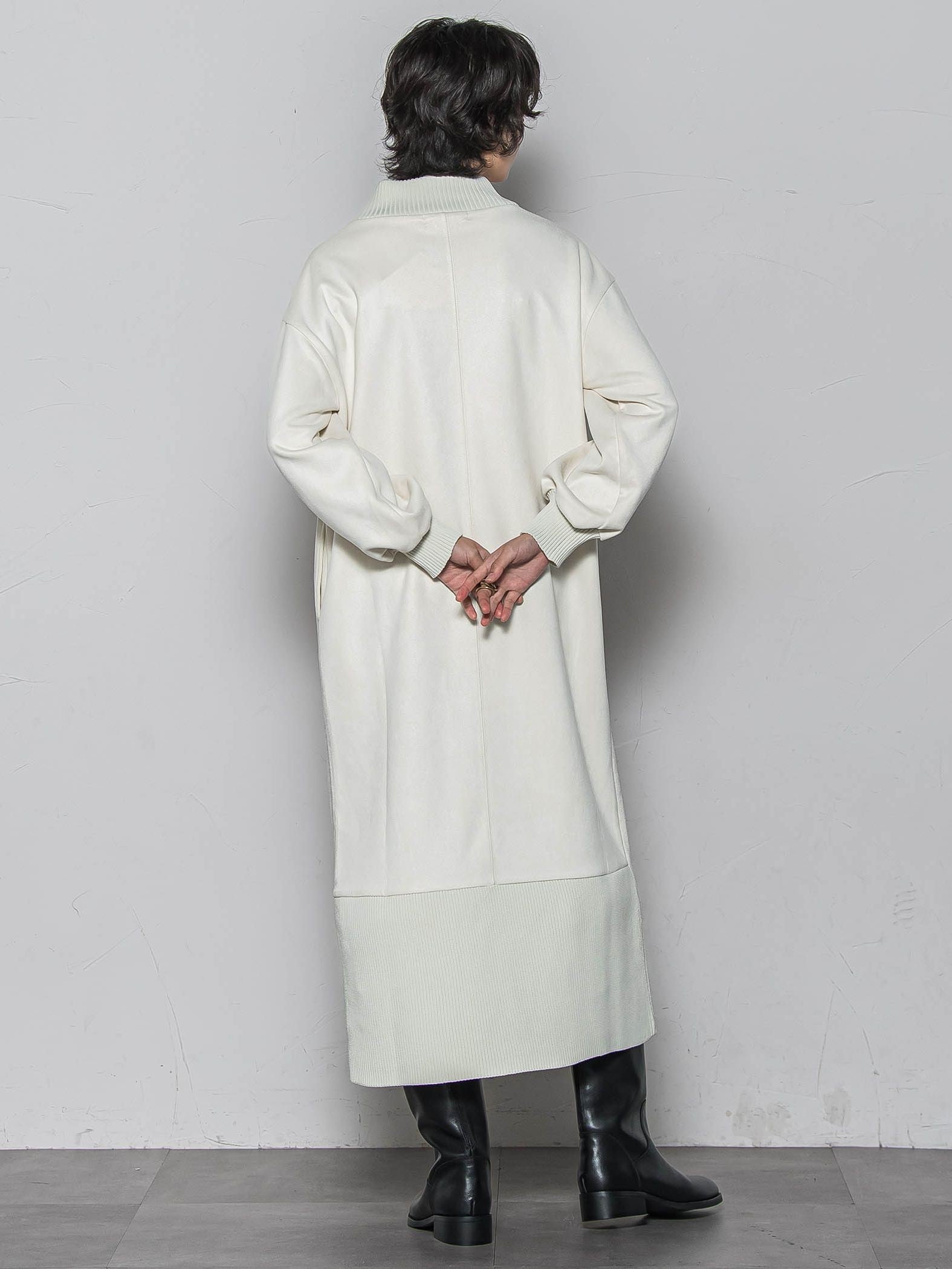 【WEB限定】スウェード×リブモックネックワンピース≪手洗い可能≫