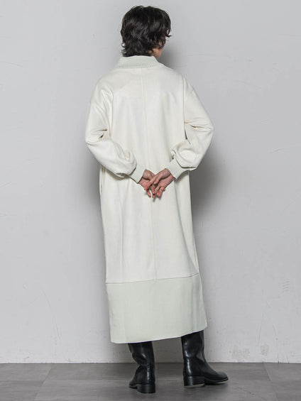 【WEB限定】スウェード×リブモックネックワンピース≪手洗い可能≫