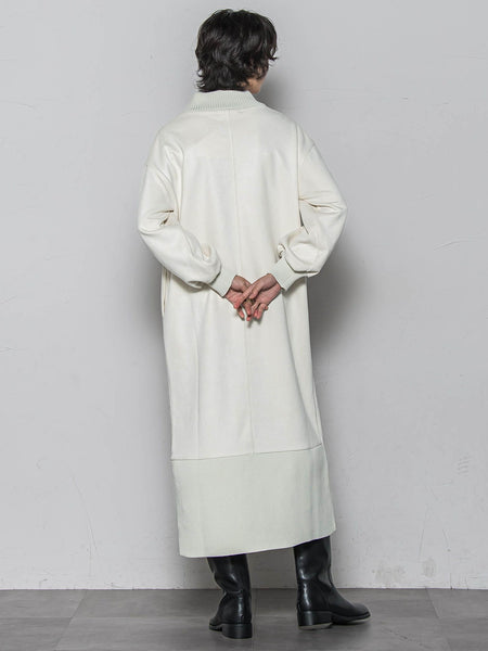 【WEB限定】スウェード×リブモックネックワンピース≪手洗い可能≫